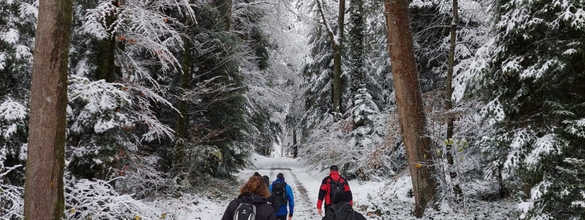 Verschneite Landschaft beim Berner Distanzmarsch - Teilnahme der IPA-Marschgruppe Offenburg